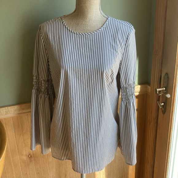 MICHAEL Michael Kors green & white striped blouse - Picture 1 of 12